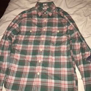 Green, orange and white J. Crew flannel